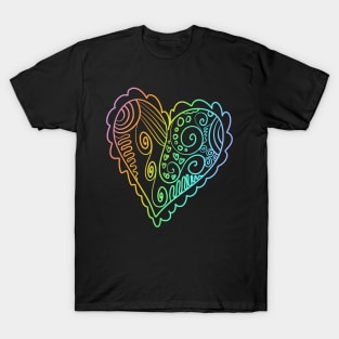 Rainbow Ombre Doodle Heart T-Shirt